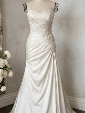 Vintage Sophia Tolli White Satin Bridal Dress Size 12